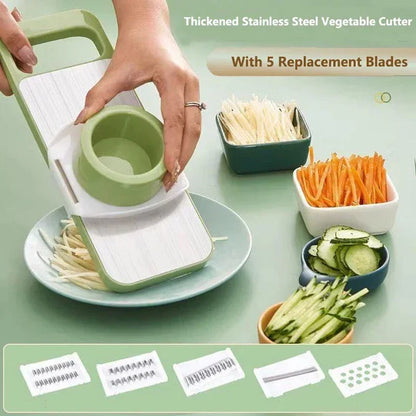 5-in-1 Multifunctional Vegetable Cutter – Stainless Steel Slicer, Shredder & Peeler