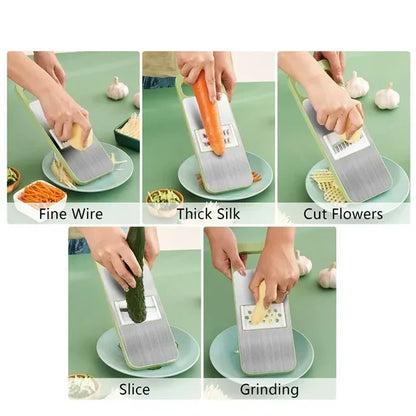 5-in-1 Multifunctional Vegetable Cutter – Stainless Steel Slicer, Shredder & Peeler