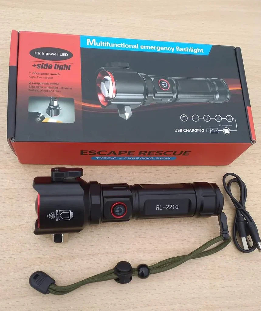 Laser LED Tactical Flashlight With 1Km Range And Long Lasting Backup | Imported